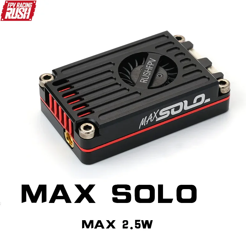RUSH TANK MAX SOLO 5.8GHz 2.5W Transmissor de Vídeo VTX de Alta Potência 48CH 37CH com Carcaça CNC para Drones FPV RC RUSH TANK MAX SOLO 5.8GHz 2.5W Transmissor de Vídeo VTX de Alta Potência 48CH 37CH com Carcaça CNC para Drones FPV RC