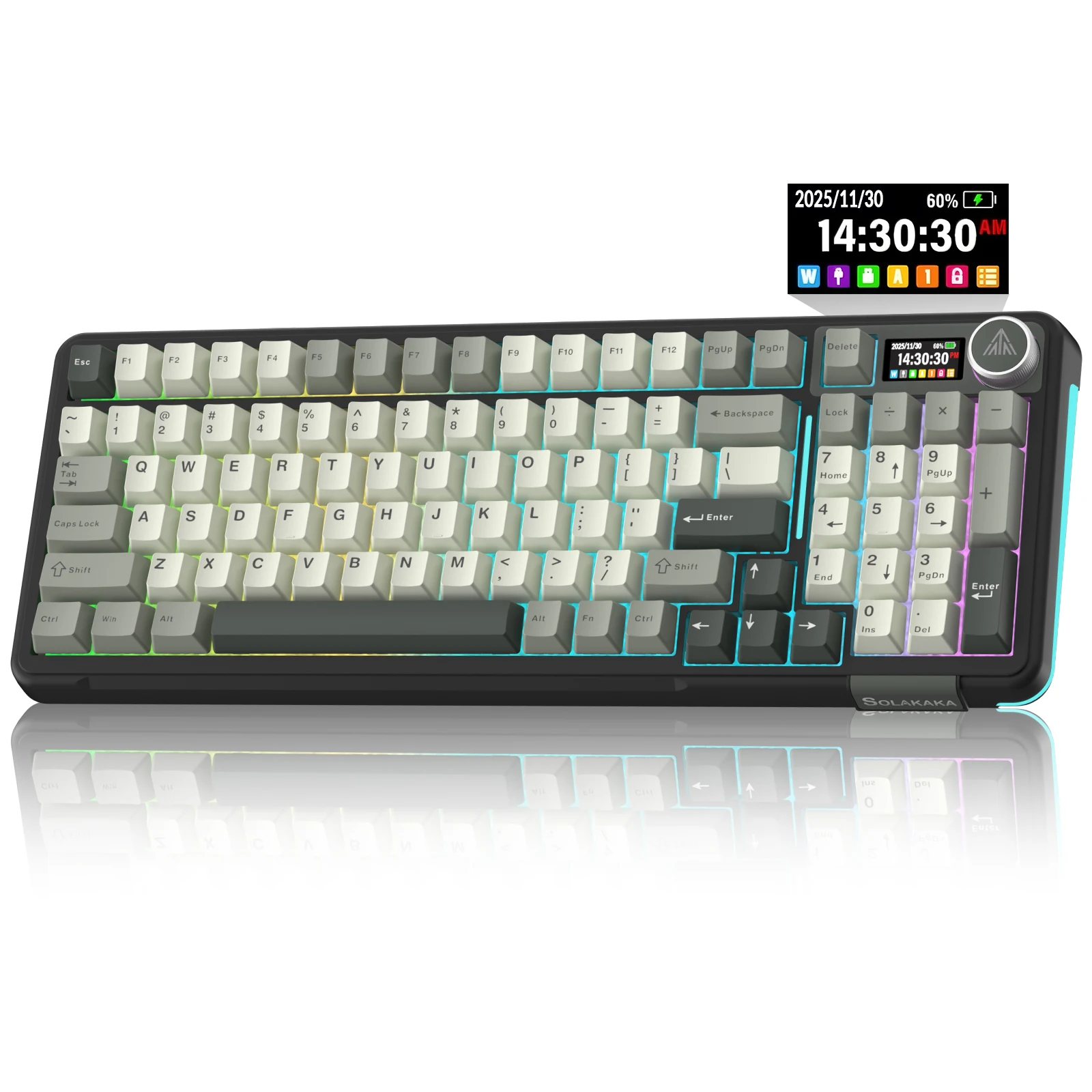 Teclado Mecânico SOLAKAKA A99 Pro com Tela LCD, Botão de Metal, Teclado Gamer Sem Fio, Hot Swappable, Teclado Cremoso