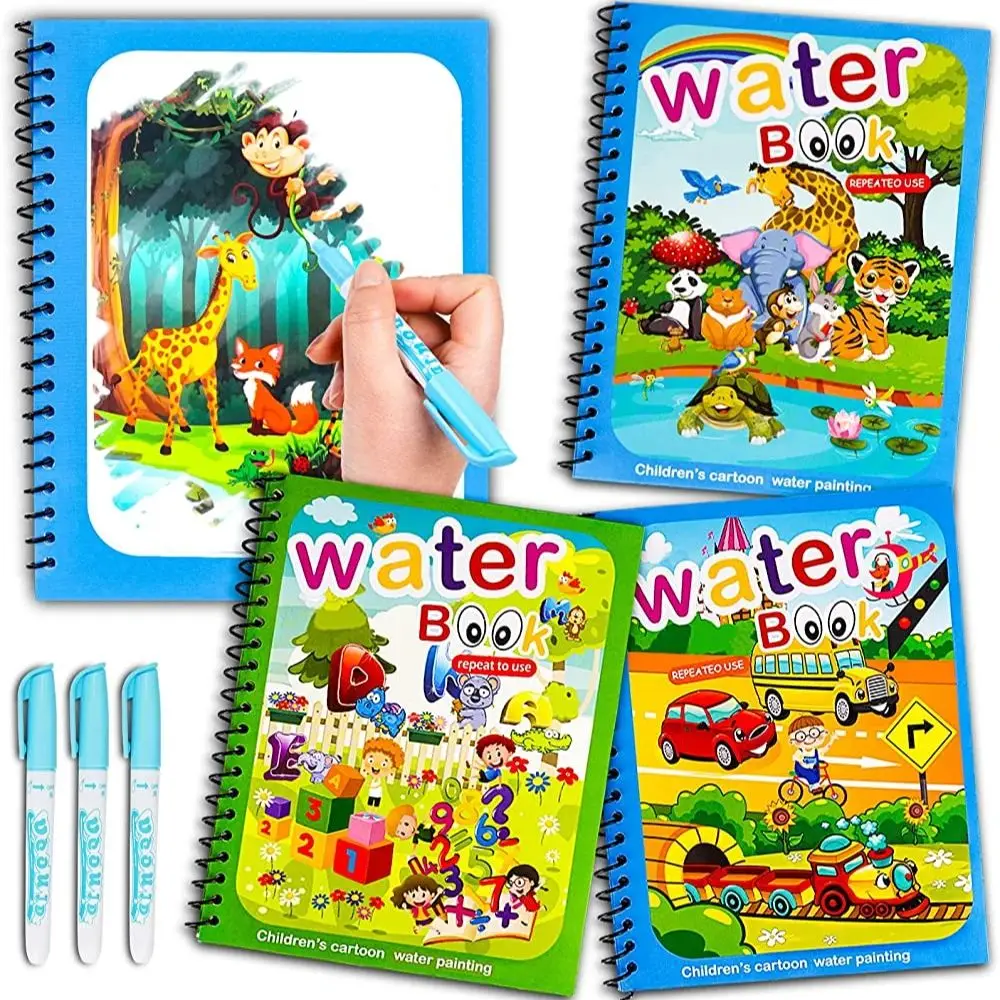 Livro mágico desenho de água montessori brinquedos reutilizáveis livro de colorir magia livro de desenho de água sensorial educação precoce para crianças