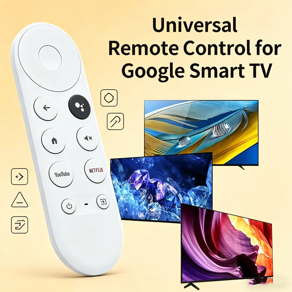 Controle Remoto de Voz Substituto - Compatível com Google Chromecast 4K para Reprodutor de Mídia