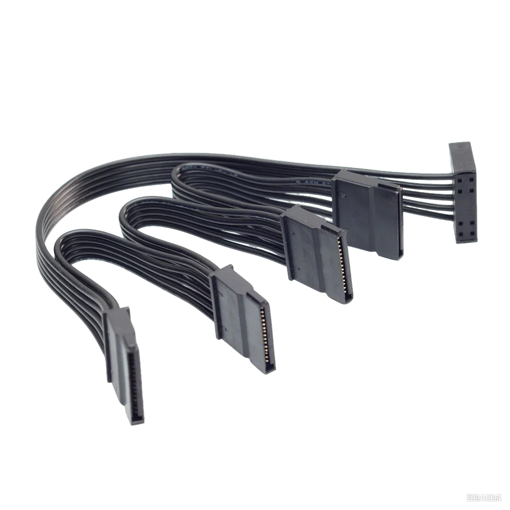 Fonte de alimentação sata de 1 a 4 maneiras, 15 pinos, macho para fêmea, divisor de cabo de extensão para hdd, ssd, bay, pc, servidor, multiplicador de porta sata