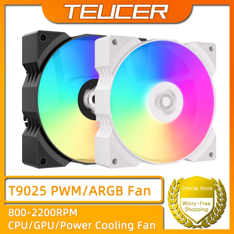 Ventilador de resfriamento de CPU TEUCER T9025 90mm RGB ARGB, regulação de velocidade PWM 800-2200RPM, solução de resfriamento de chassi ITX Ventilador de resfriamento de CPU TEUCER T9025 90mm RGB ARGB, regulação de velocidade PWM 800-2200RPM, solução de resfriamento de chassi ITX