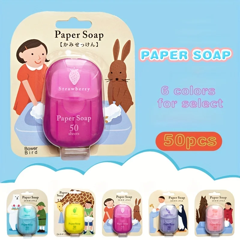 Sabonete de Papel, Tabletes de Sabonete Portáteis, Sabonete de Papel com Sucção, 6 Cores, 6 Aromas, 50 Tabletes, Sabonete Descartável para Lavar as Mãos em Viagem Sabonete de Papel, Tabletes de Sabonete Portáteis, Sabonete de Papel com Sucção, 6 Cores, 6 Aromas, 50 Tabletes, Sabonete Descartável para Lavar as Mãos em Viagem
