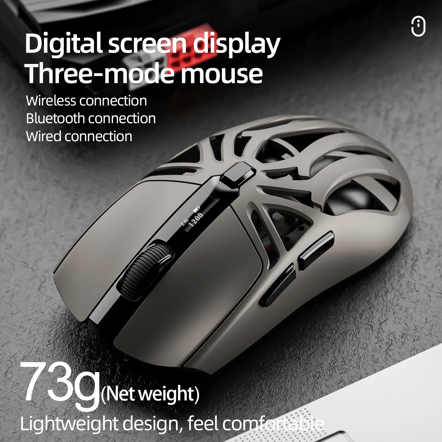 SmailWolf RS8 Bluetooth sem fio 2.4g mouse para jogos triplo modo leve e-sports jogos 1K taxa de retorno 10000DPI computador SmailWolf RS8 Bluetooth sem fio 2.4g mouse para jogos triplo modo leve e-sports jogos 1K taxa de retorno 10000DPI computador