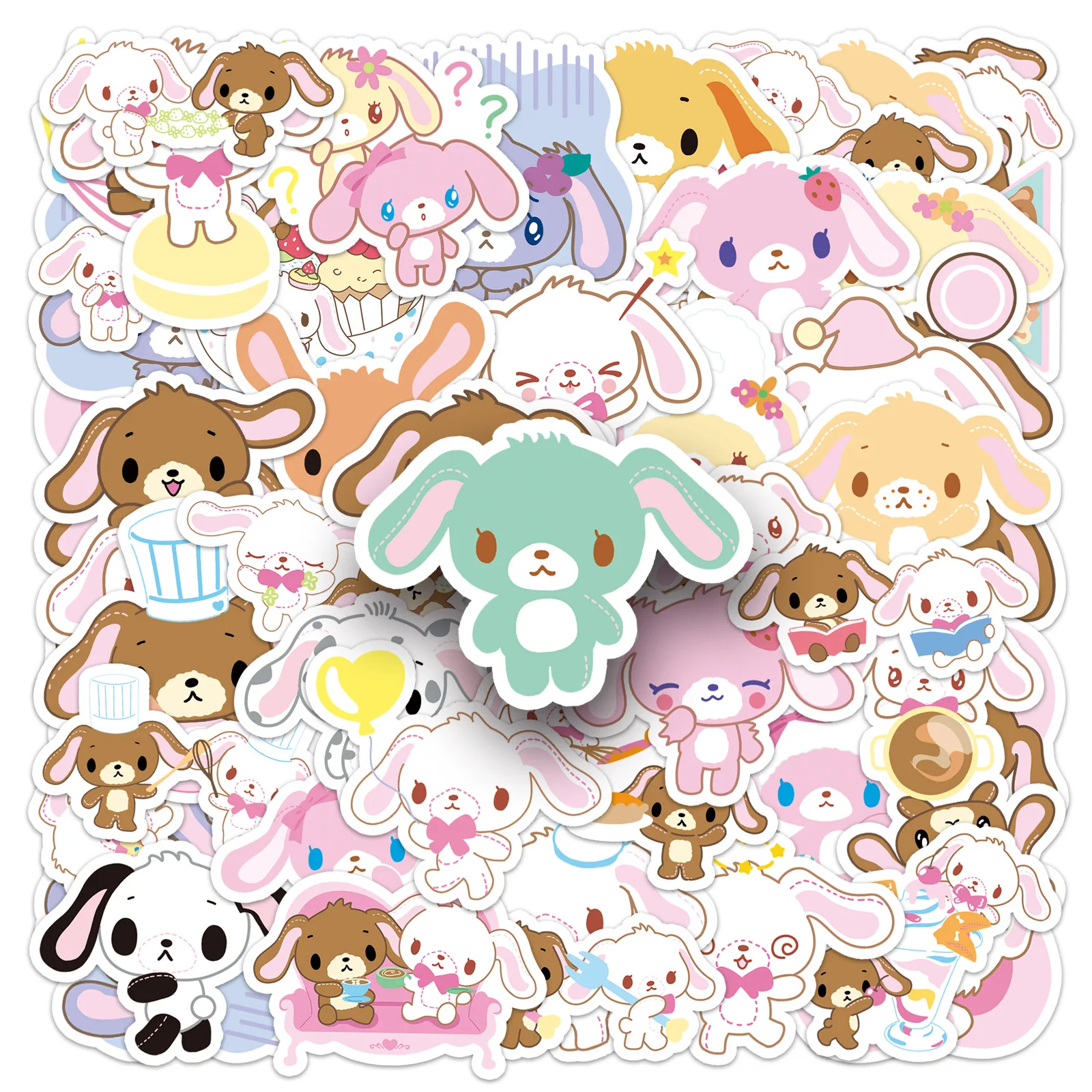 50 pçs bonito açúcarbunnies adesivos decalques para telefone portátil mala notebook skate adesivo à prova dwaterproof água