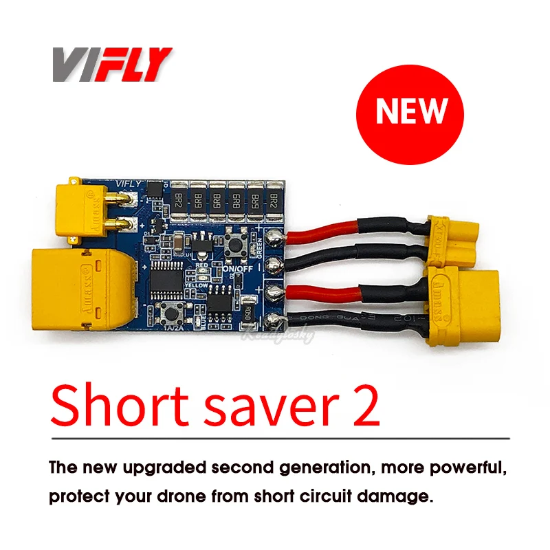 VIFLY ShortSaver 2 Fusível eletrônico inteligente com rolha de fumaça para evitar curto-circuito e sobrecorrente para drone RC de corrida FPV