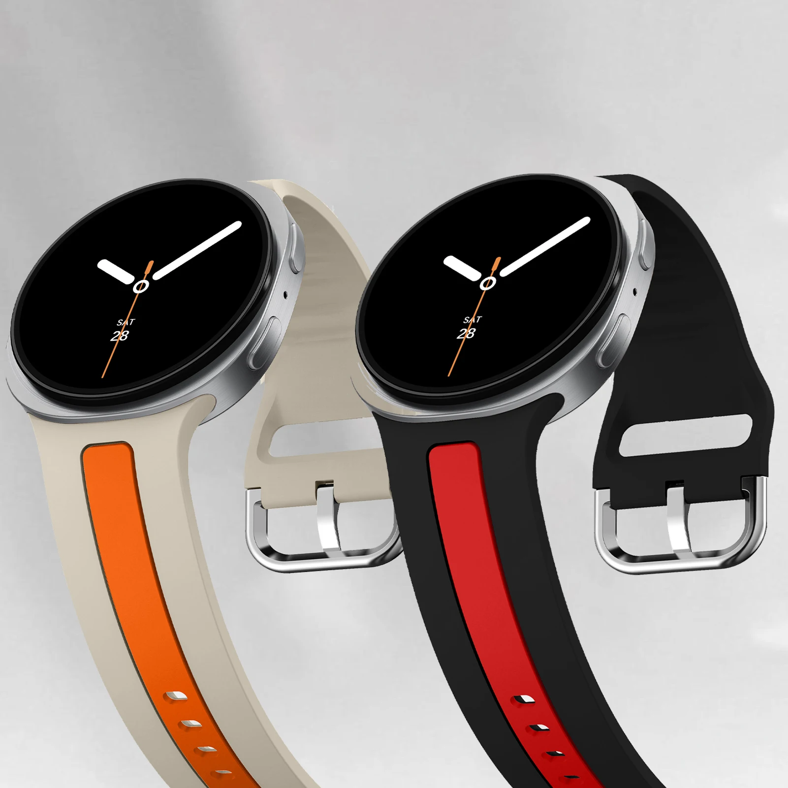 Pulseira de Silicone Bicolor para Samsung Galaxy Watch 9 8 Classic 46 40mm 44mm, Bracelete Esportivo de Substituição, Correia para Galaxy Watch 8
