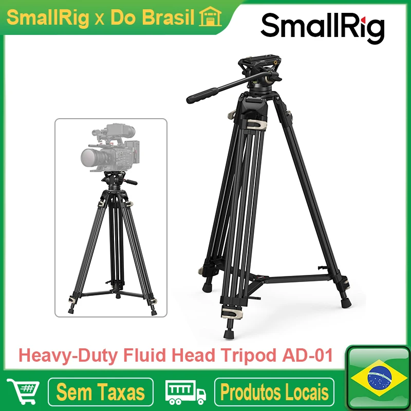 SmallRig AD-01 Tripé de cabeça fluida de 360° para serviços pesados, tripé de vídeo de 186 cm com placa de liberação rápida, sistema QR para câmera DSLR e filmadora SmallRig AD-01 Tripé de cabeça fluida de 360° para serviços pesados, tripé de vídeo de 186 cm com placa de liberação rápida, sistema QR para câmera DSLR e filmadora