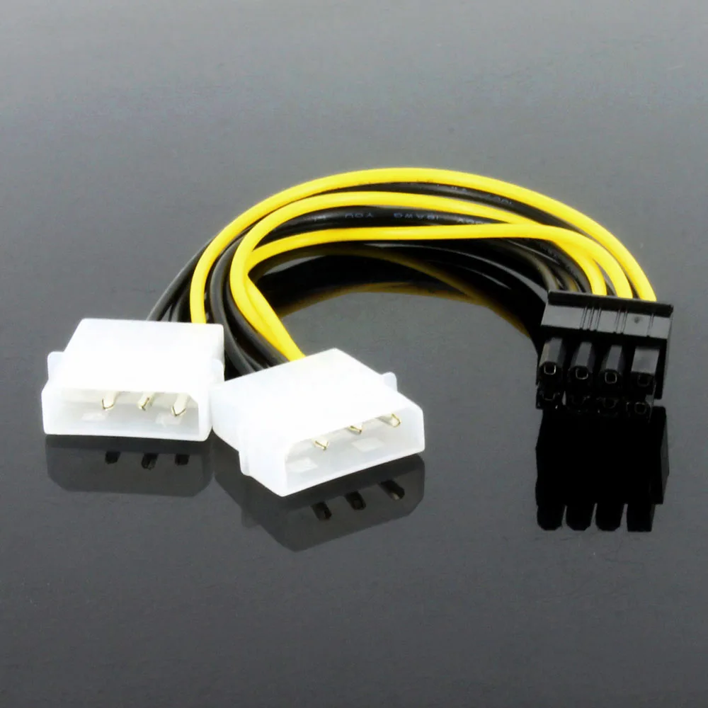 8pin macho para duplo 4pin macho cabo de alimentação da placa de vídeo 8 pinos pci express para duplo 4 pinos molex placa gráfica cabo de alimentação
