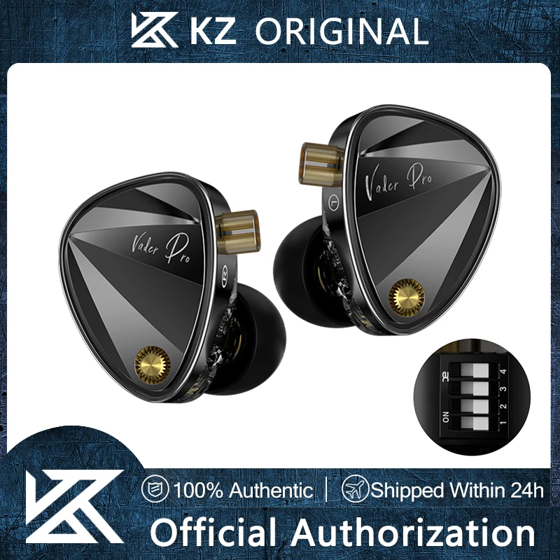 Fones de Ouvido HIFI KZ-Vader Pro com 6 Drivers, Com Cabo Destacável e Interruptor de Ajuste de 4 Níveis para Audiophiles e Gamers
