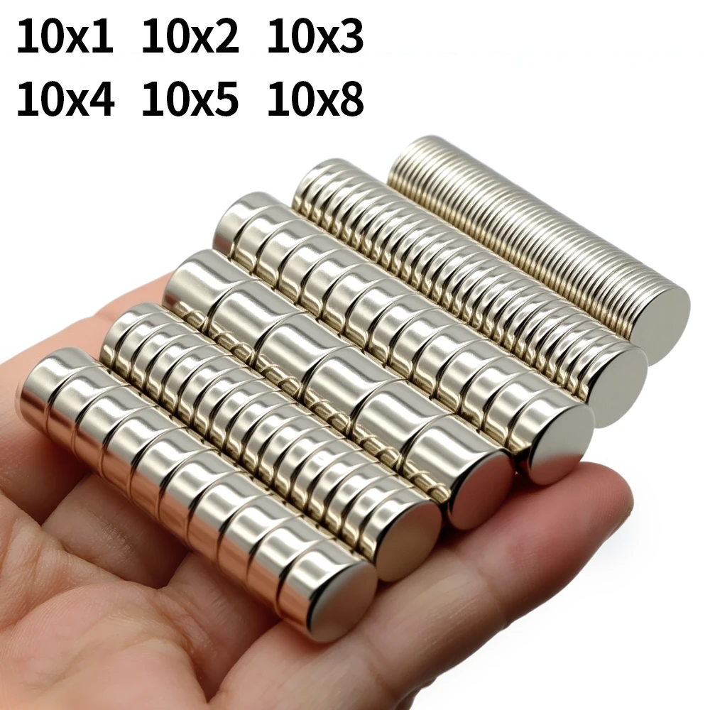 Ímã de neodímio super forte n35 ndfeb imanes magnéticos permanentes redondos ímãs poderosos geladeira 10x1 10x2 10x3 10x5mm