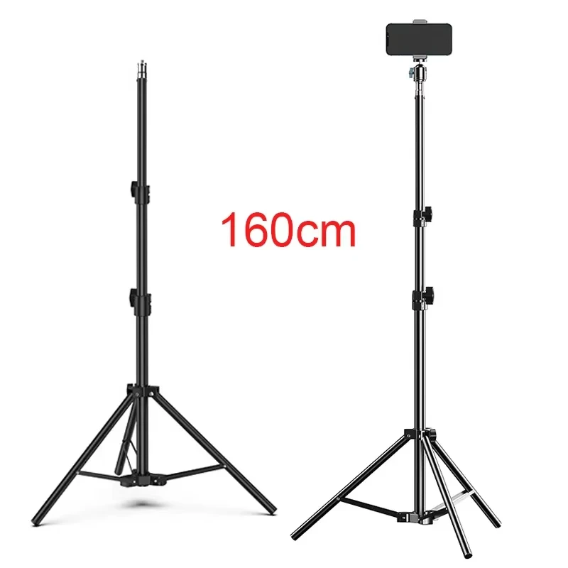 Tripé de 160cm para Transmissão ao Vivo, Suporte de Câmera Tipo Tripé, Suporte de Celular de Metal com Luz para Selfie e Termômetro