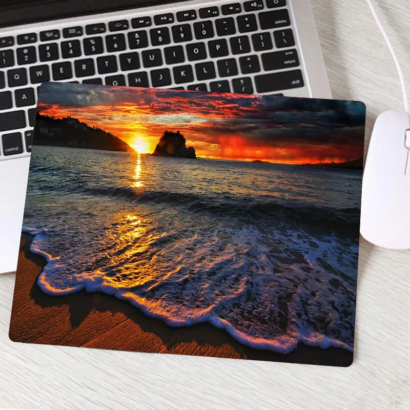 Ondas de praia palma paisagem novo computador mouse pad adorável gamer borracha natural anti-deslizamento arte tapete decoração do escritório mousepad