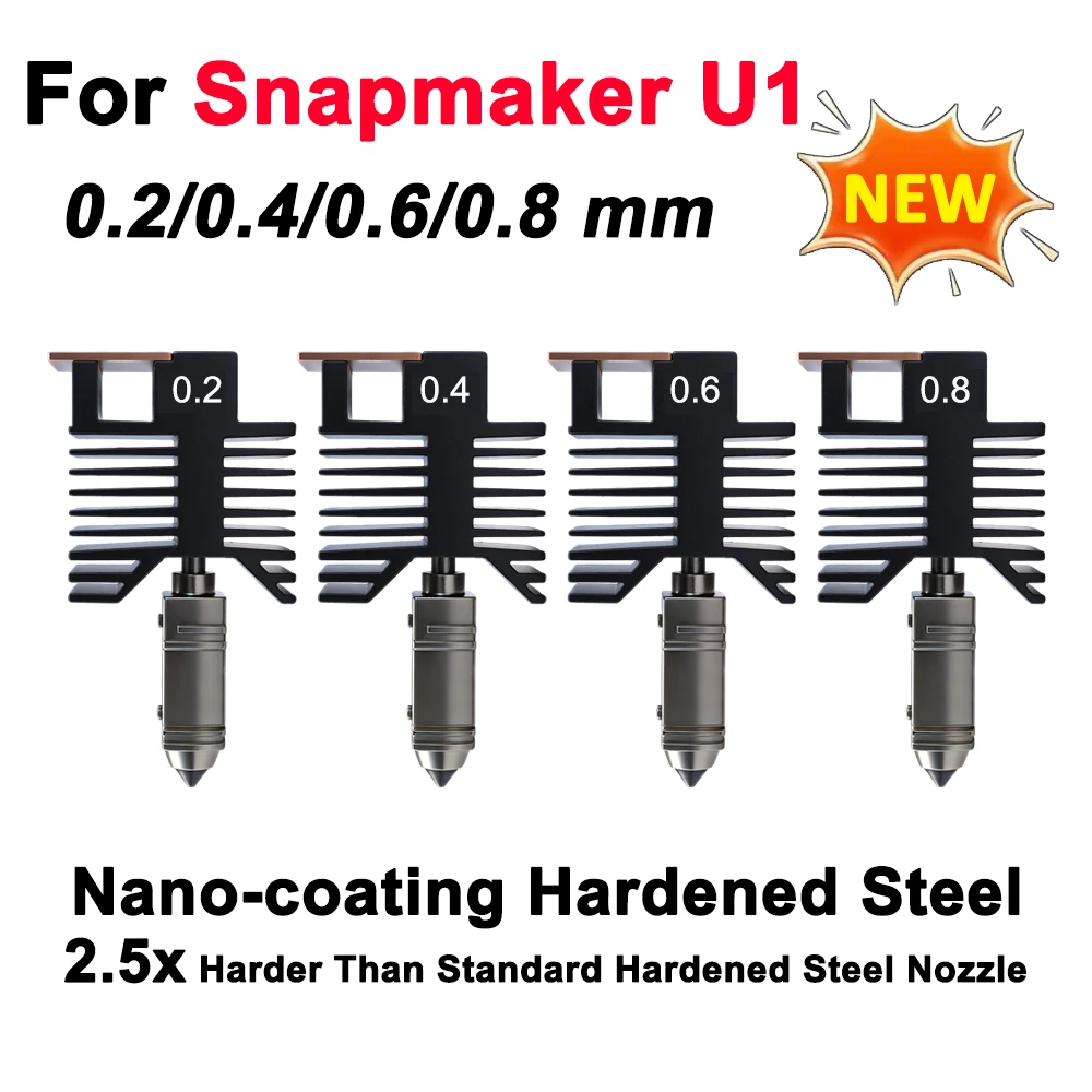 Hotend Atualizado para Snapmaker U1 0.2/0.4/0.6/0.8mm, Kit Completo de Hotend Plug and Play com Bloco Cerâmico para Impressora 3D SnapmakerU1