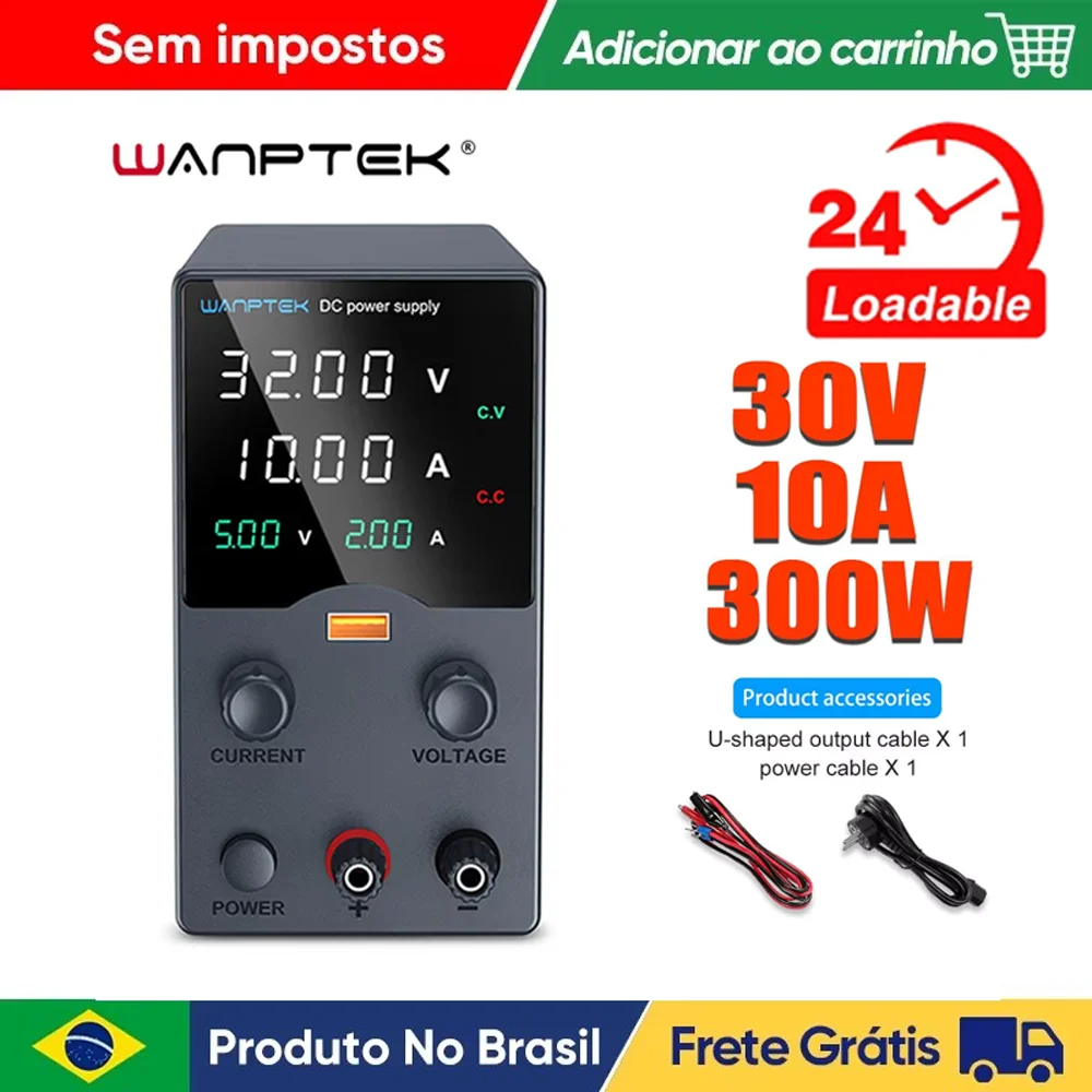 Wanptek fonte de alimentação dc 30v 10a 5a fonte de alimentação de bancada variável fonte de alimentação de laboratório ajustável 60v 5a 120v 3a regulador de tensão