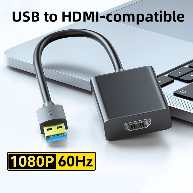 Conversor compatível com usb 3.0 para hdmi, placa adaptadora de vídeo 1080p @ 60hz com chip embutido para windows11/10 macos10.15 laptop pc