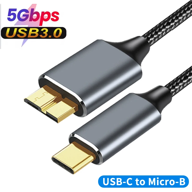 Cabo usb c para micro b tipo c para usb 3.0 5gbps adaptador de conector de dados para telefone pc macbook disco rígido câmera hdd ssd cabo