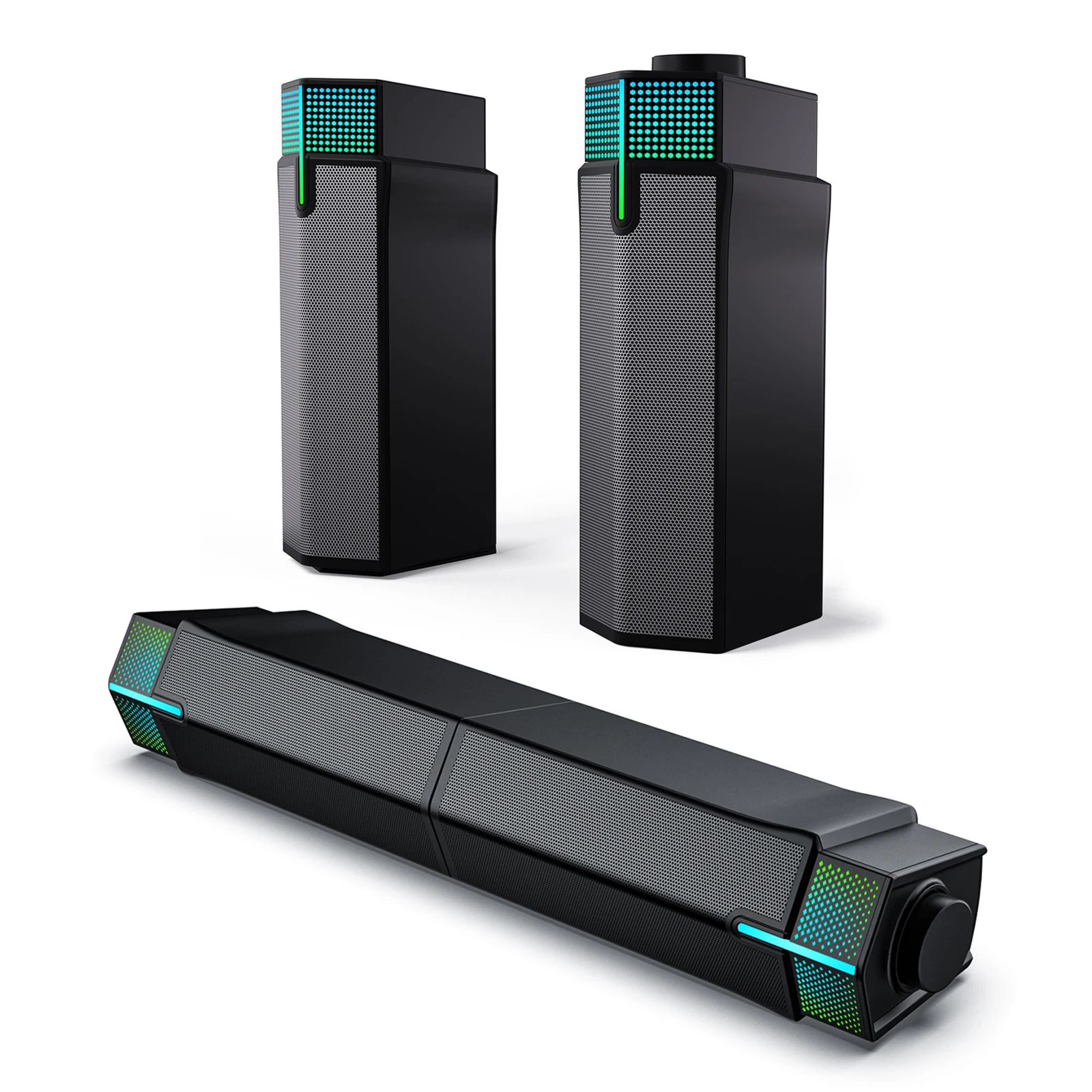 Jeecoo M20 Alto-falantes de computador Bluetooth para monitor de mesa de PC, alimentado por USB com fio, combina/separar para personalizar sua mesa Jeecoo M20 Alto-falantes de computador Bluetooth para monitor de mesa de PC, alimentado por USB com fio, combina/separar para personalizar sua mesa