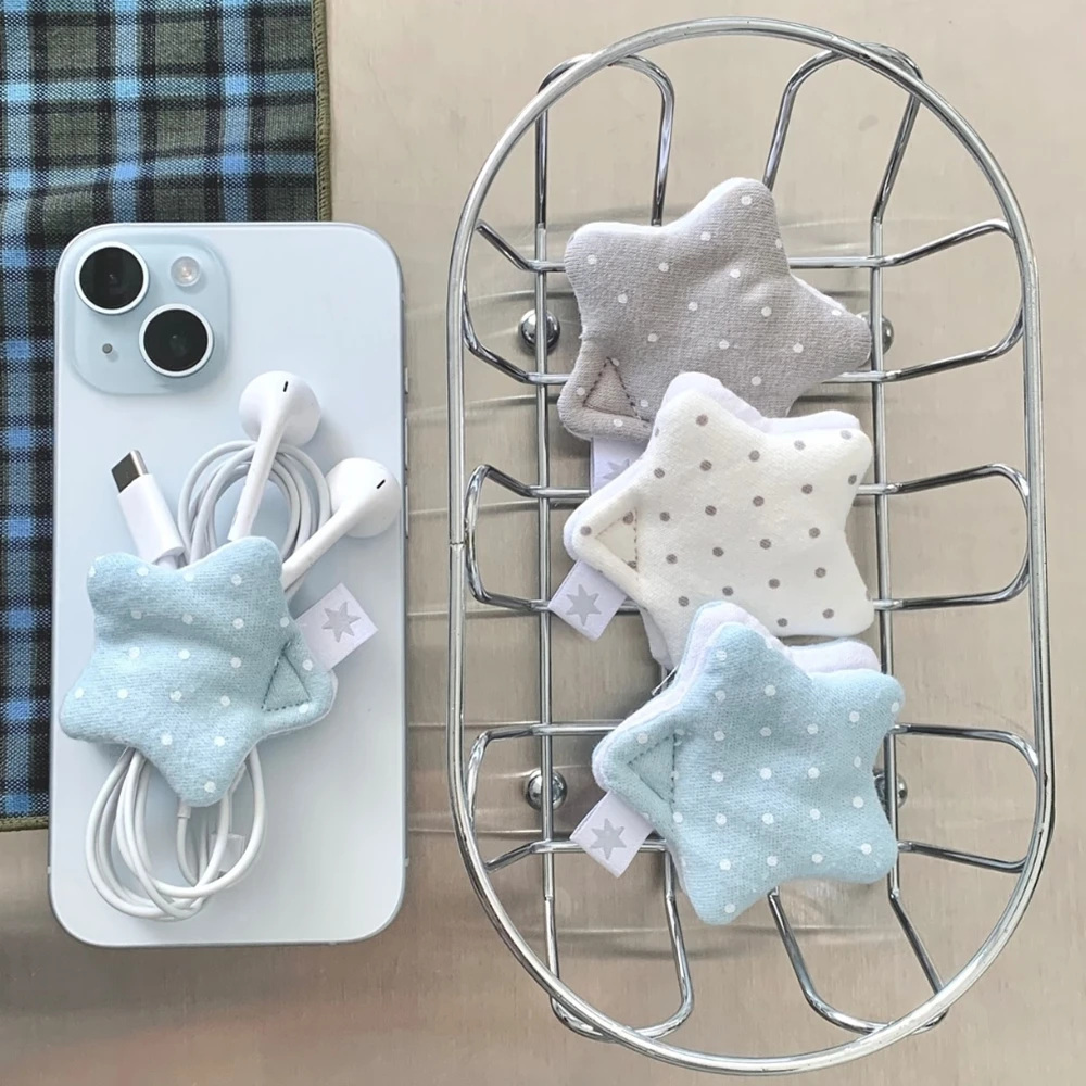 Acessórios de Decoração para Fones de Ouvido Y2K, Bolsa de Armazenamento de Fones de Ouvido em Tecido Feita à Mão com Estampa de Estrela e Ponto, Organizador de Cabos de Dados Acessórios de Decoração para Fones de Ouvido Y2K, Bolsa de Armazenamento de Fones de Ouvido em Tecido Feita à Mão com Estampa de Estrela e Ponto, Organizador de Cabos de Dados