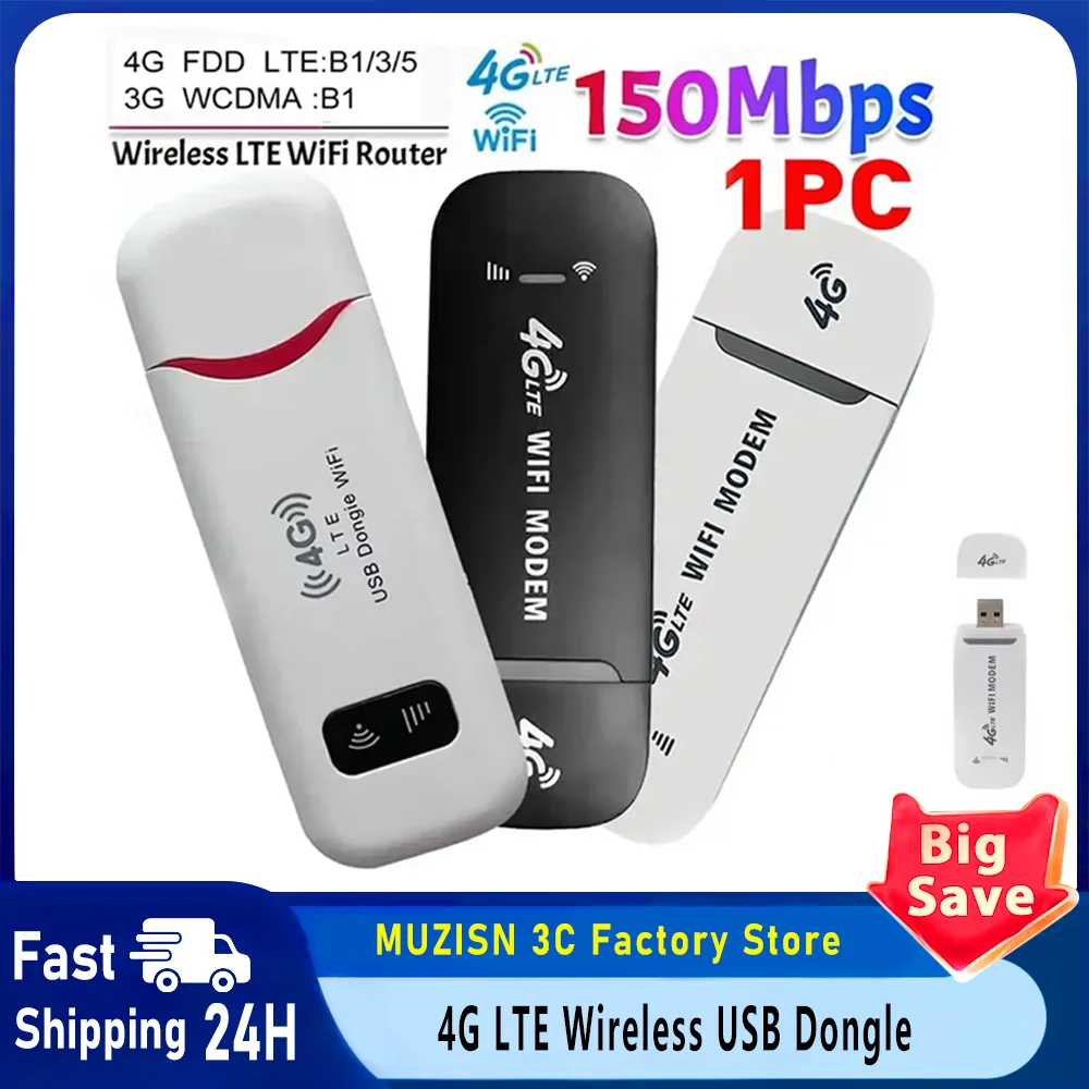 Roteador WiFi 4G LTE Sem Fio, Modem USB Portátil com Cartão SIM 4G, Hotspot de Bolso 150Mbps, Dongle de Banda Larga Móvel para WiFi em Casa e Escritório