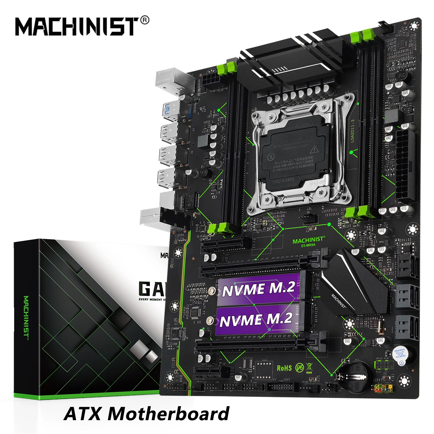 MACHINIST E5 MR9A V1.0 X99 Suporte para placa-mãe LGA 2011-3 Xeon E5 V3 V4 Processador CPU DDR4 Memória RAM ATX NVME M.2 USB3.0