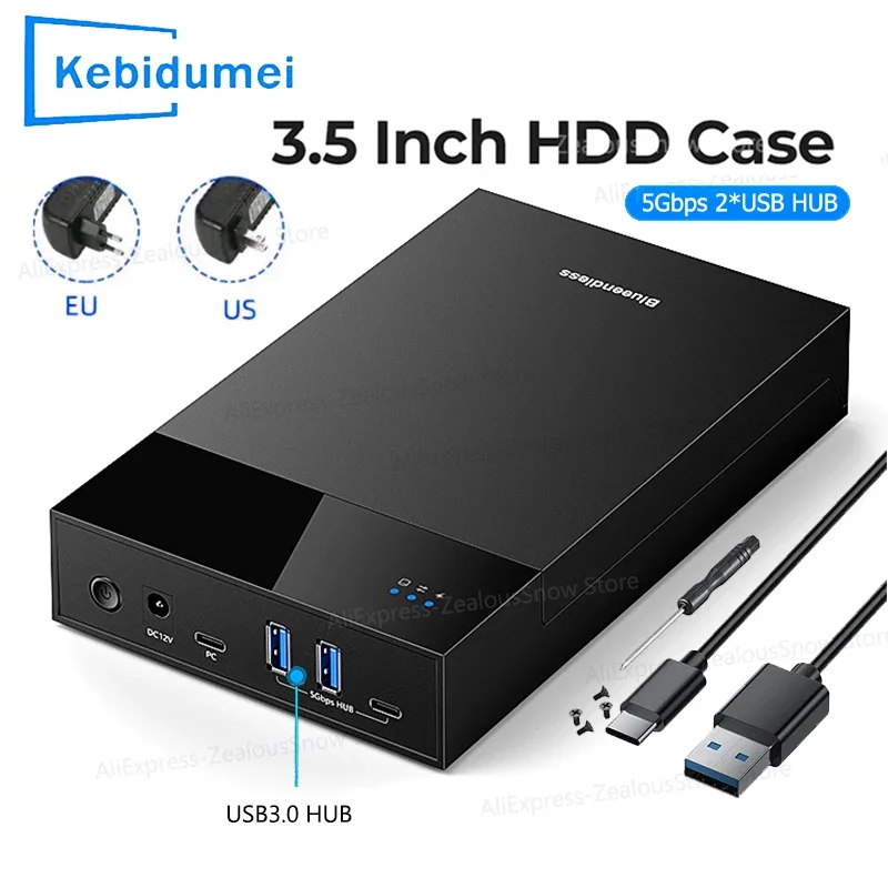 2.5/3.5 sata hdd gabinete usb3.0 hub leitor de disco rígido externo suporte 20tb tipo c para sata adaptador hdd caso com alimentação 12v 2.5/3.5 sata hdd gabinete usb3.0 hub leitor de disco rígido externo suporte 20tb tipo c para sata adaptador hdd caso com alimentação 12v