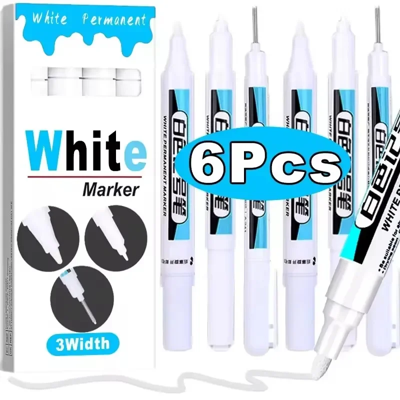 Caneta Marcadora Branca Oleosa 5/1 Peças, Canetas de Graffiti à Prova d'Água, Lápis de Gel Permanente para Pneu, Caderno, Vidro, Pintura 0.7mm 1mm 2.5mm Caneta Marcadora Branca Oleosa 5/1 Peças, Canetas de Graffiti à Prova d'Água, Lápis de Gel Permanente para Pneu, Caderno, Vidro, Pintura 0.7mm 1mm 2.5mm