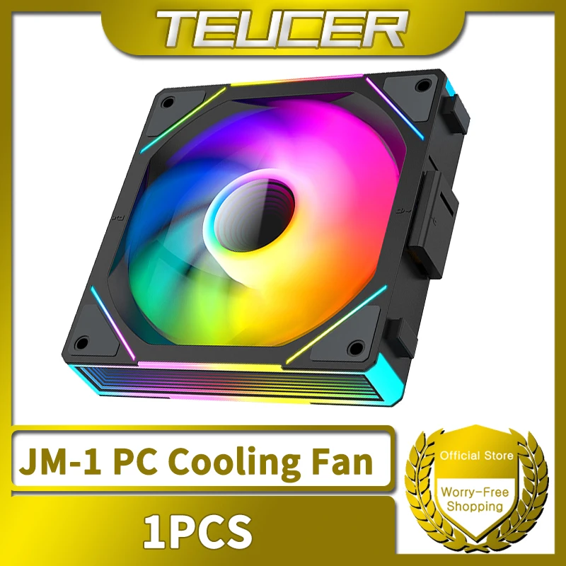 Teucer 1 peça JM-1 ventilador de resfriamento de pc argb espelho ciclo efeito de luz 800-2000rpm pwm resfriamento de água ventilador refrigerador de 360mm