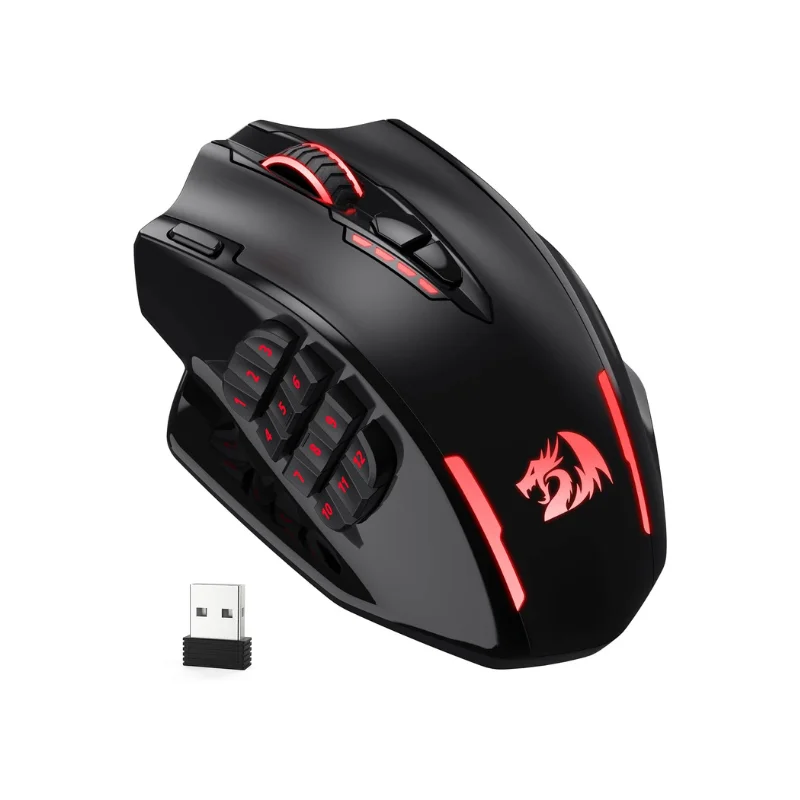 Redragon M913 Gaming 16000 DPI com fio 2,4 Ghz sem fio RGB Mouse óptico para jogadores 16 botões programáveis, mouse preto/branco