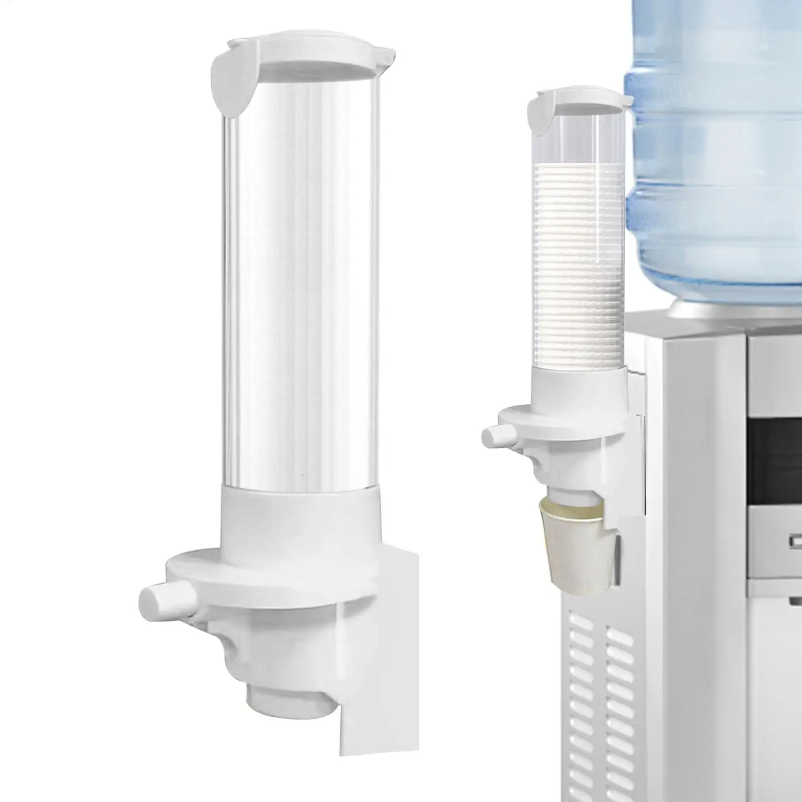 Dispensador de Copos de Papel com Botão de Pressão, Suporte para Copos de Água para Bebedouro, Compatível com Copos de 7oz, Montagem em Parede, Copos para Enxaguante Bucal para Banheiro