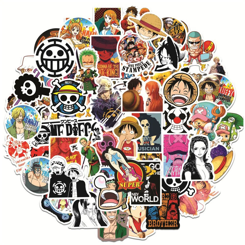 10/30/50/100pcs Adesivos de Anime Japonês ONE PIECE, Decorações DIY para Telefone, Moto, Bagagem, Laptop, Adesivos de Cartoon Divertidos