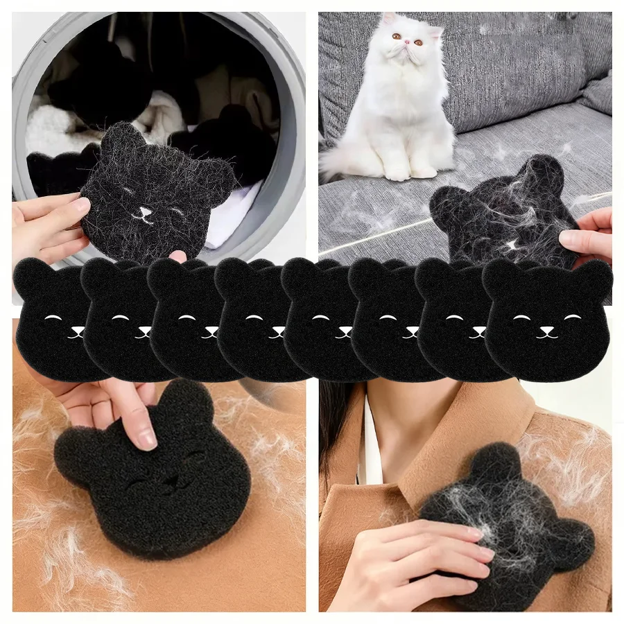 4-8 pçs removedor de pêlos de animais de estimação forma de urso bolas de lavanderia máquina de lavar coletor de fiapos roupas reutilizáveis sofá gato cão pele limpeza esponja