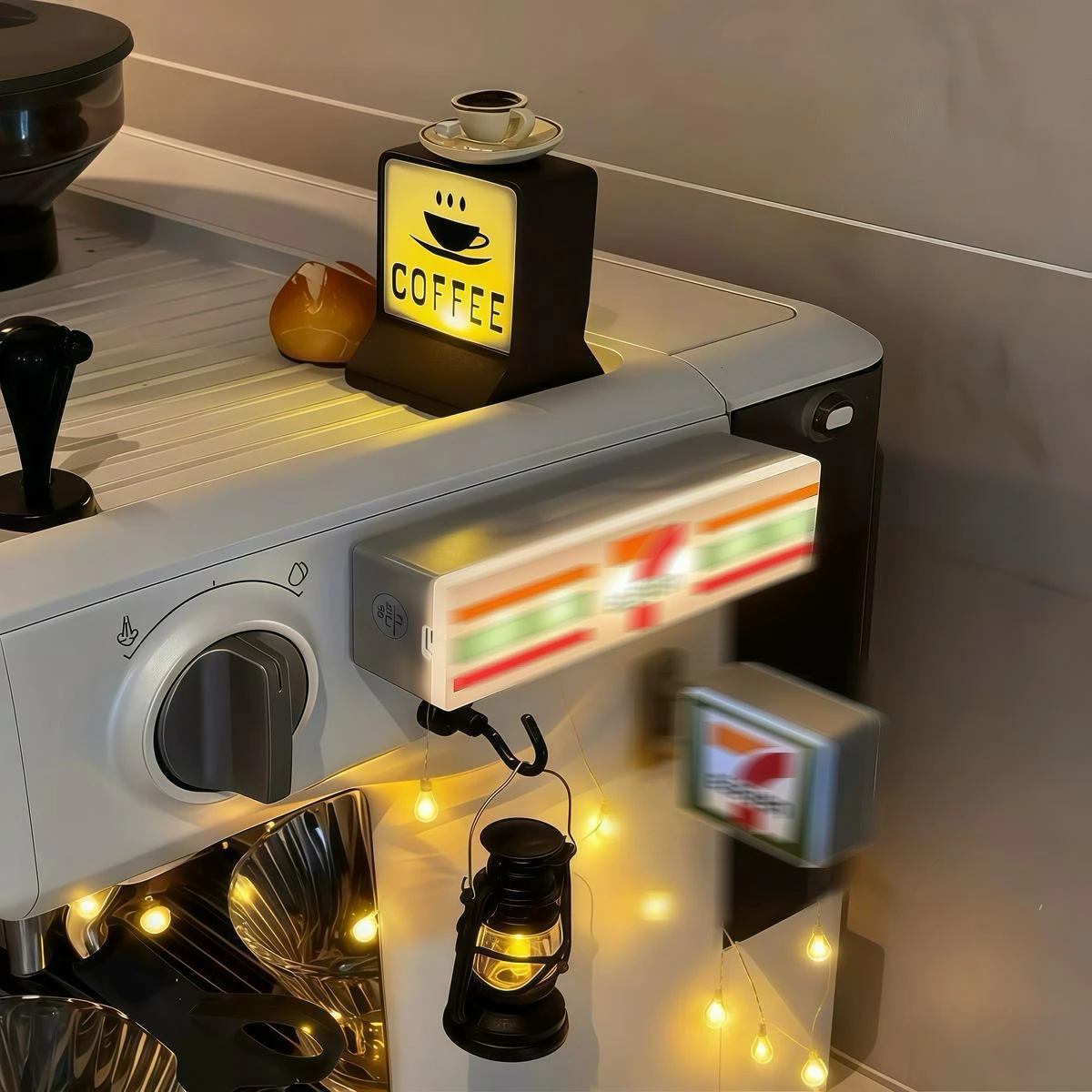 Lançamento! Ímã de Geladeira de Loja de Conveniência, Modelo Miniatura com Atração Magnética, Luz Noturna Decorativa, Luz de Ambiente e Letreiro Luminoso