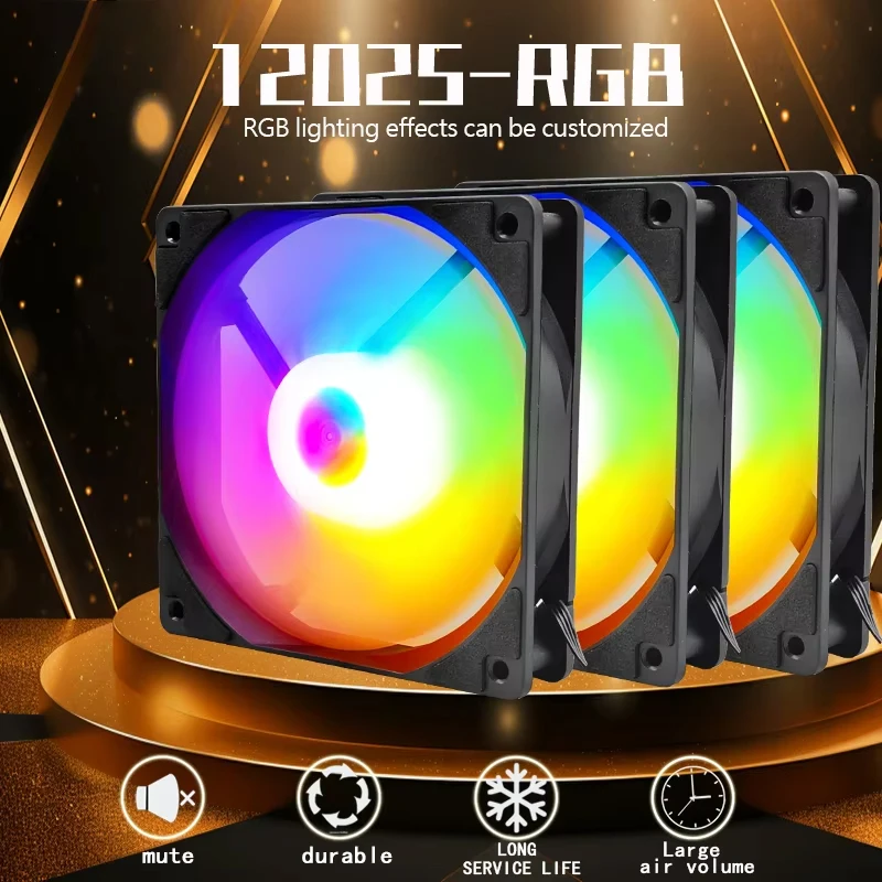Promoção de Festival: Nova Chegada 2026 - Cooler/Ventoinha de PC de 120mm RGB Rainbow com Alta Performance de Resfriamento e Silenciosa para Gabinete de Computador Gamer