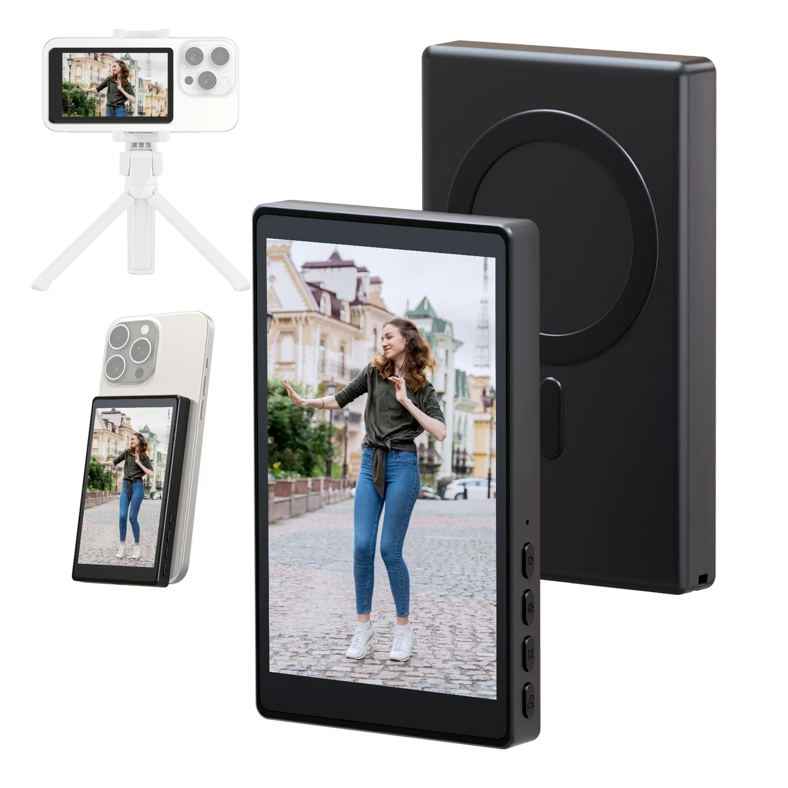Tela Magnética Sem Fio para Monitoramento de Câmera Traseira de Smartphone, Ideal para Selfies, Vlogs, Transmissões ao Vivo e Gravação de Vídeos - Ferramenta para Selfies ao Ar Livre Tela Magnética Sem Fio para Monitoramento de Câmera Traseira de Smartphone, Ideal para Selfies, Vlogs, Transmissões ao Vivo e Gravação de Vídeos - Ferramenta para Selfies ao Ar Livre