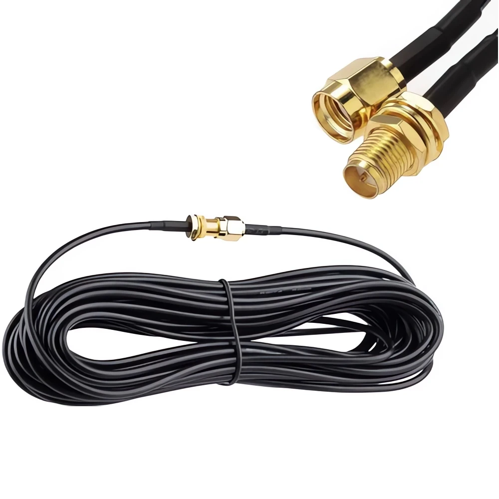 Conector RPSMA Macho para SMA Fêmea Cabo de Extensão Fio Alimentador de Cobre para Coaxial Coaxial WiFi Placa de Rede RG174 Antena de Roteador