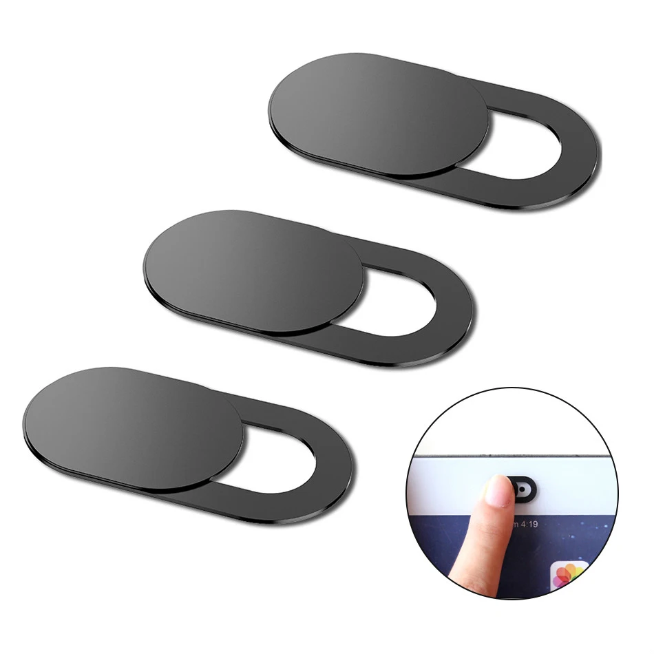 3 pçs preto plástico webcam capa anti-hacker obturador proteção de privacidade slide obturador escudo para smartphone portátil desktop câmera