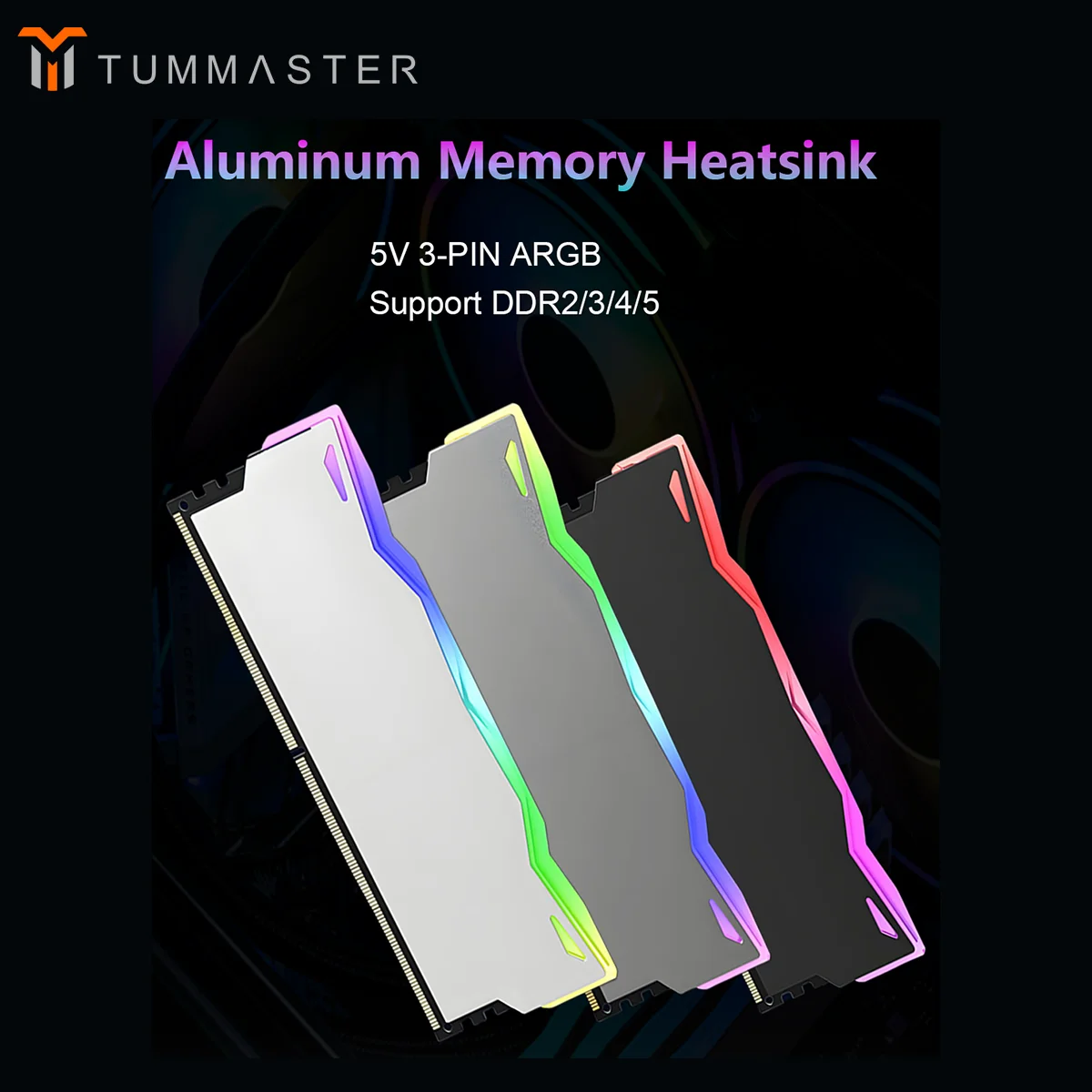 TUMMASTER 5V 3-PIN ARGB PC Memória Dissipador de calor Colete de resfriamento RAM para memória de computador desktop DDR2/3/4/5