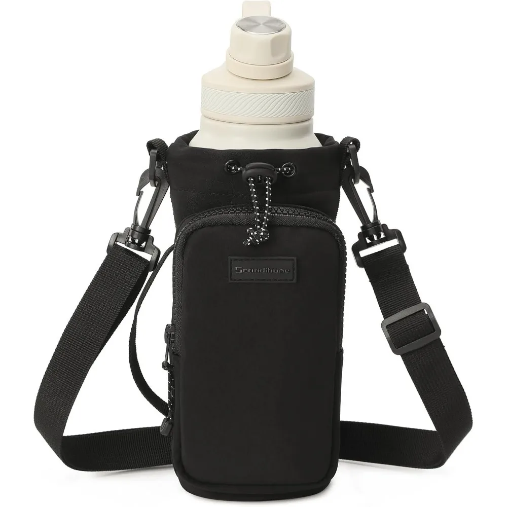 Bolsa crossbody para garrafa de água com alça de ombro ajustável, manga portátil para refrigerador de garrafa de água e capa protetora isolada