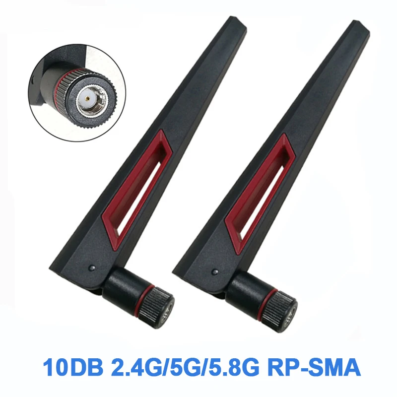 Antena WIFI 10DBi RP SMA Macho Universal 2.4Ghz 5Ghz 5.8Ghz para Amplificador, Roteador WLAN, Antenas de Reforço de Sinal