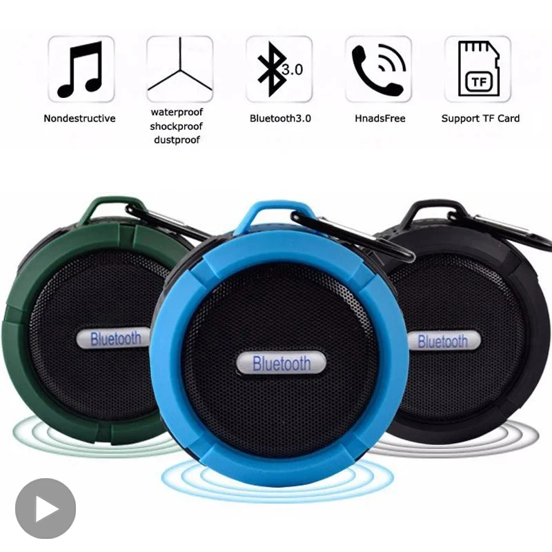 Caixa de Som Bluetooth Portátil à Prova d'Água, Caixa de Som Musical para Mini Subwoofer, Bocina Automotiva Bluetooth