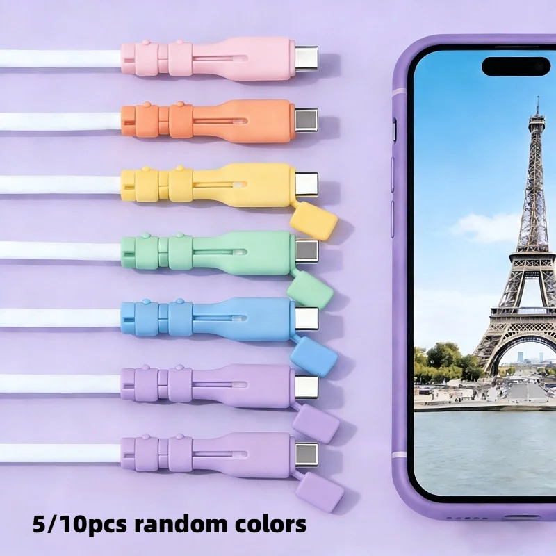 Protetores de Cabo USB-C (5/10 peças), Capas Anti-Quebra Adequadas para Smartphones, Tablets, Compatíveis com Cabos de Dados USB-C.