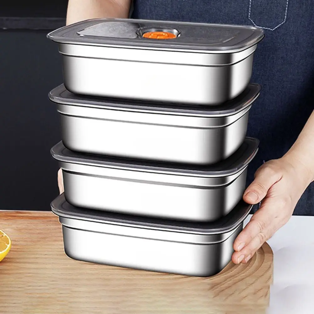 Lancheira de acampamento de aço inoxidável selada micro-ondas adequada bento caixa à prova de vazamento grande capacidade geladeira freezer caixa de armazenamento
