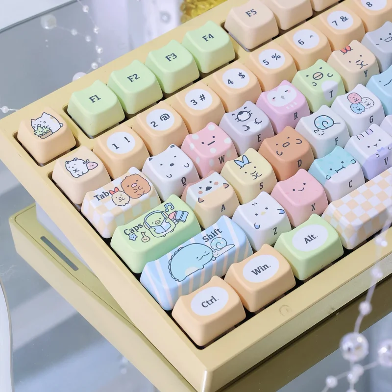 Teclas PBT Personalizadas 130 Teclas em Formato de Gato Siamês Fofo com Sublimação de Tinta Perfil MAO para Teclado Mecânico Gamer MX