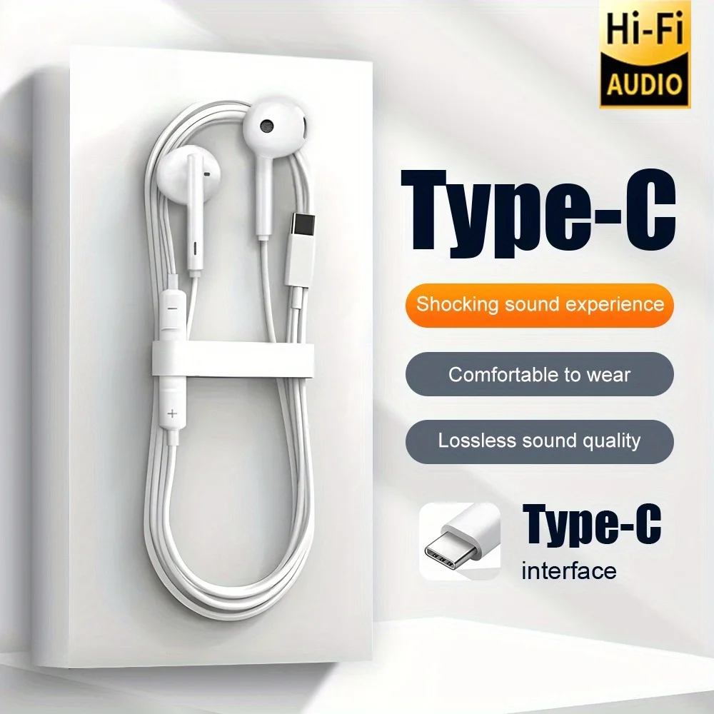 Fones de Ouvido com Fio Tipo-C para Jogos, Headset Intra-auricular com Cancelamento de Ruído e Microfone para iPhone 15/15 Pro Max, Telefones Android USB-C Fones de Ouvido com Fio Tipo-C para Jogos, Headset Intra-auricular com Cancelamento de Ruído e Microfone para iPhone 15/15 Pro Max, Telefones Android USB-C