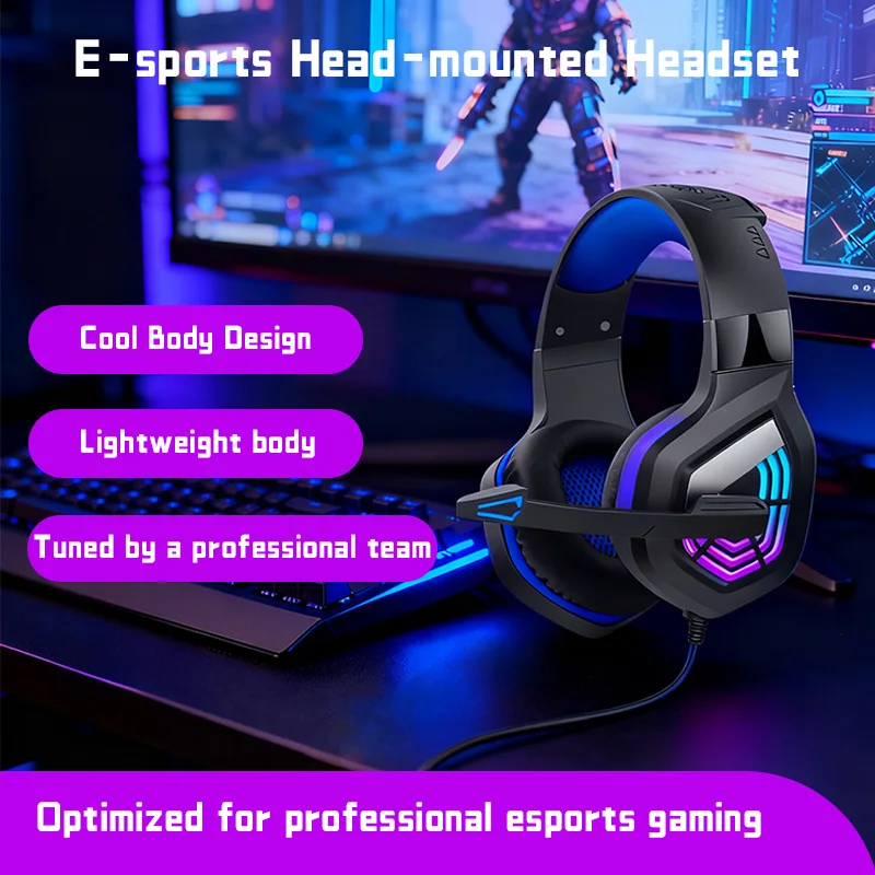 G7 led luz gaming headset usb estéreo surround com fio fone de ouvido com redução ruído microfone para computador pc gamer