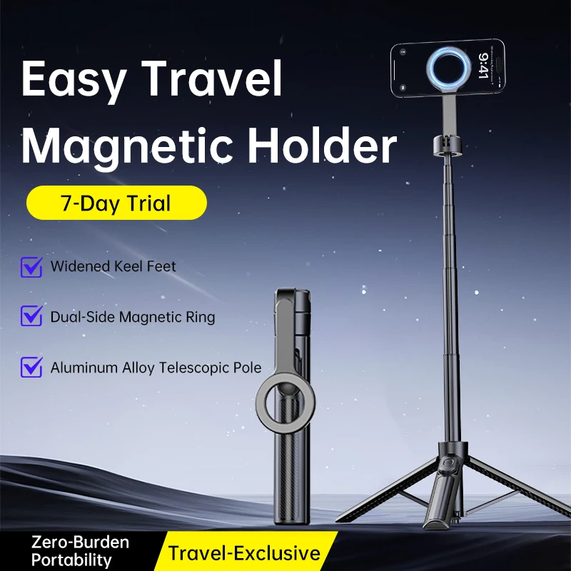 Tripé magnético para telefone T18, sem fio, bastão de selfie, tripé de mesa