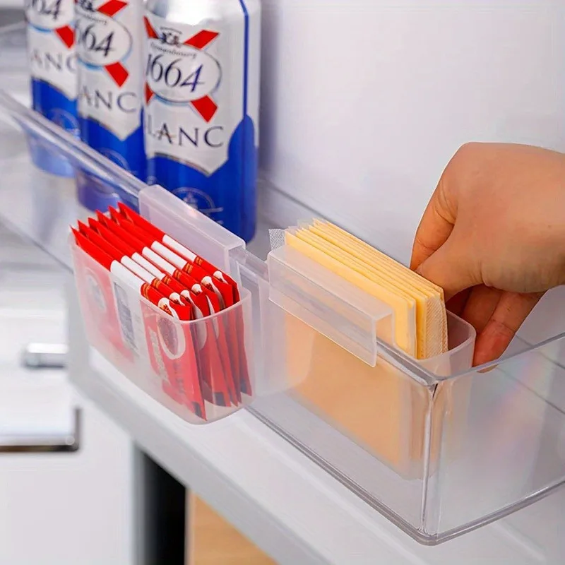 2 peças organizador de fatia de queijo pendurado para geladeira que economiza espaço