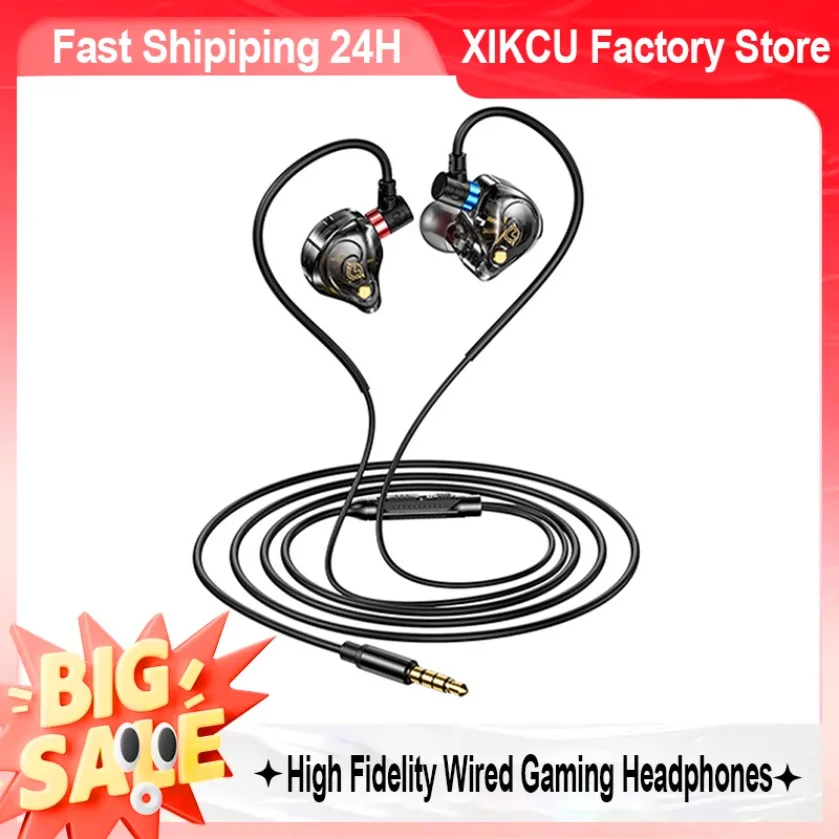 Fone de ouvido estéreo com fio para jogos, 3.5mm AUX, com cancelamento de ruído, microfone, som HiFi, para iPod, iPhone, PS4, PS5, Xbox, PC Gamer