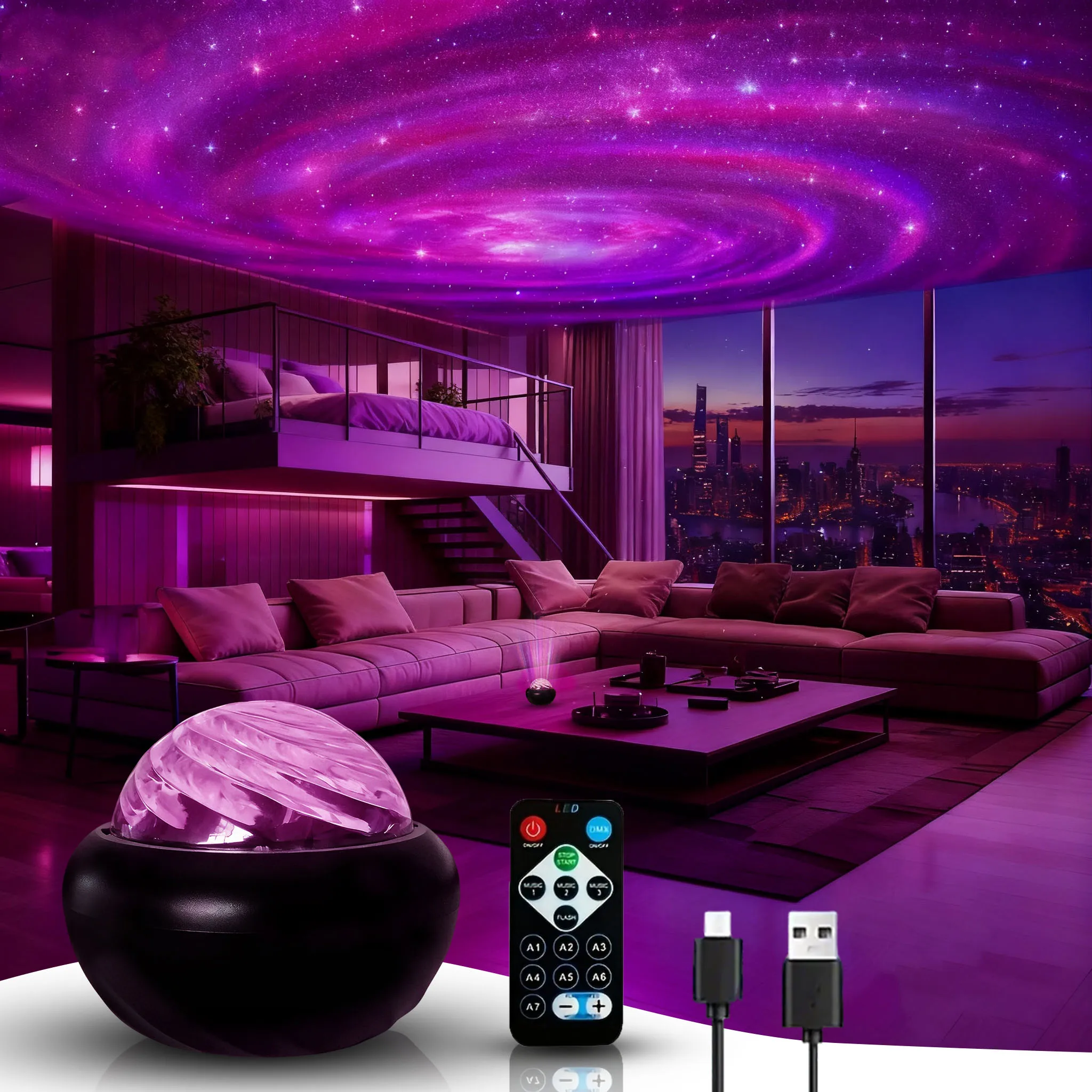 Projetor LED de Céu Estrelado Galaxy, Luz Noturna USB, para Quarto, Festa, Natal, Casamento, Luzes Decorativas de Ambiente. Projetor LED de Céu Estrelado Galaxy, Luz Noturna USB, para Quarto, Festa, Natal, Casamento, Luzes Decorativas de Ambiente.